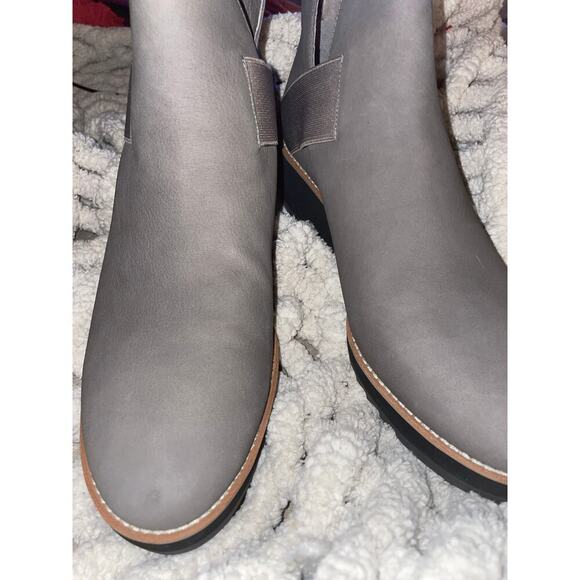 Eileen Fisher Women's Lark Leather Gray Suede Wedge Heel Booties 12 Slip On - Picture 2 of 10